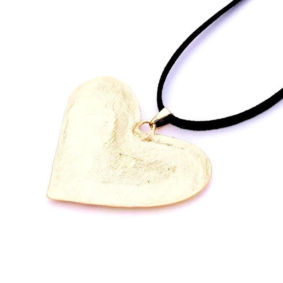 NEW Gold Rim Red Enamel Large Heart Necklace - Picture 5 of 12